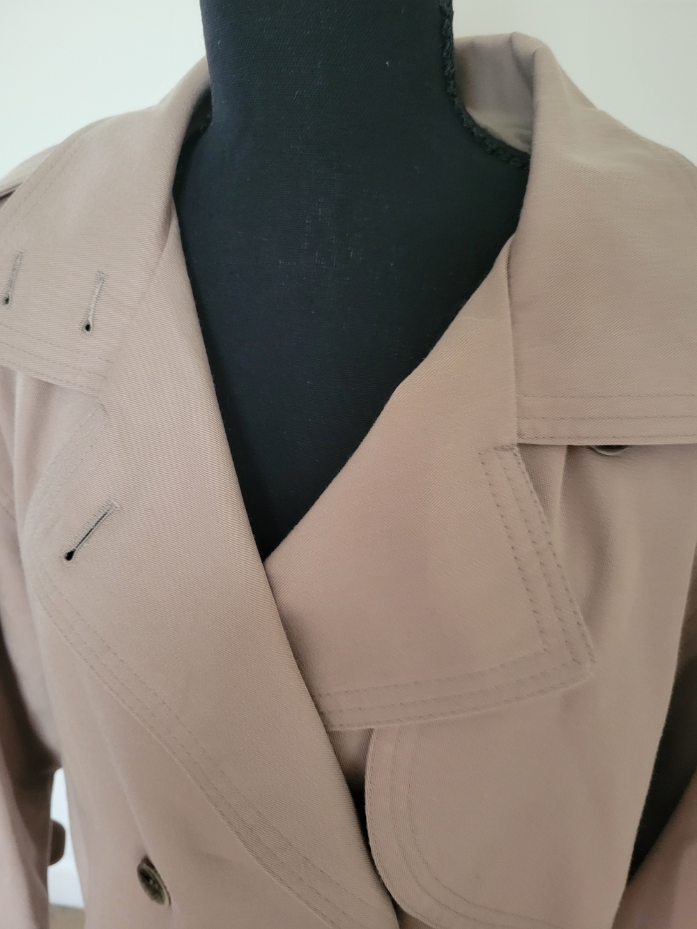 Vtg London Fog Double Breasted Long Trench Coat Tan Beige Light Academia 8 - Picture 8 of 13